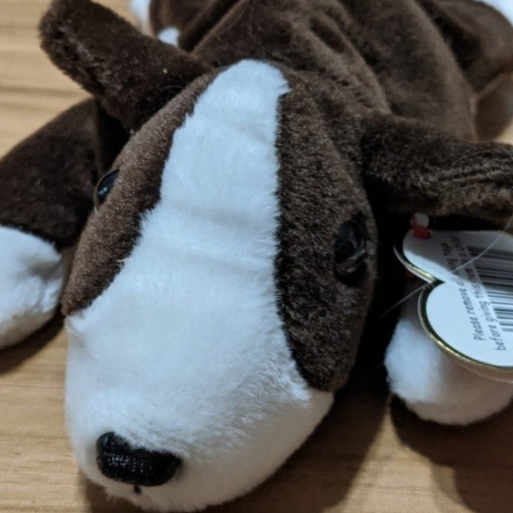 Ty Brown & White Plush Dog Toy - Squeaky Puppy
